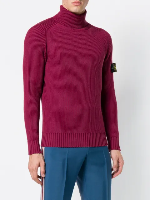 stone island ribbed roll neck jumper