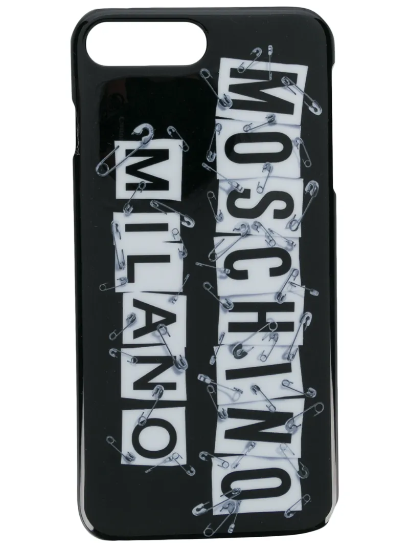 Moschino чехол для iPhone 7 Plus с принтом логотипа и булавок