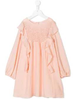 long-sleeve flared dress