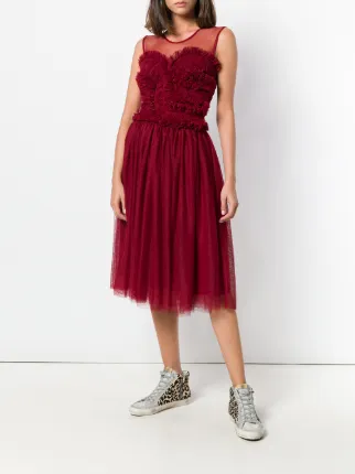 o a Bustier s P Farfetch hSleeveless Frilled Midi r Dress K1JFcl