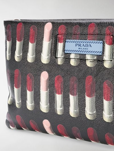 Prada lipstick print clutch f0002 nero | MODES