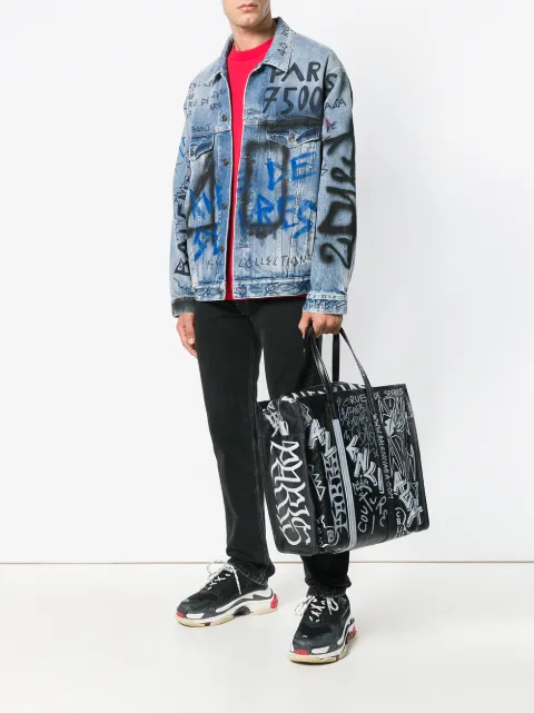 กระเป๋า BALENCIAGA Bazar graffiti M shopper tote แต่งตัววินเทจ แต่งตัวสตรีท