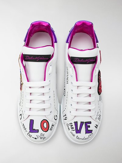 Dolce & Gabbana embellished scribble sneakers white | MODES Dolce & Gabbana embellished scribble sneakers white | MODES