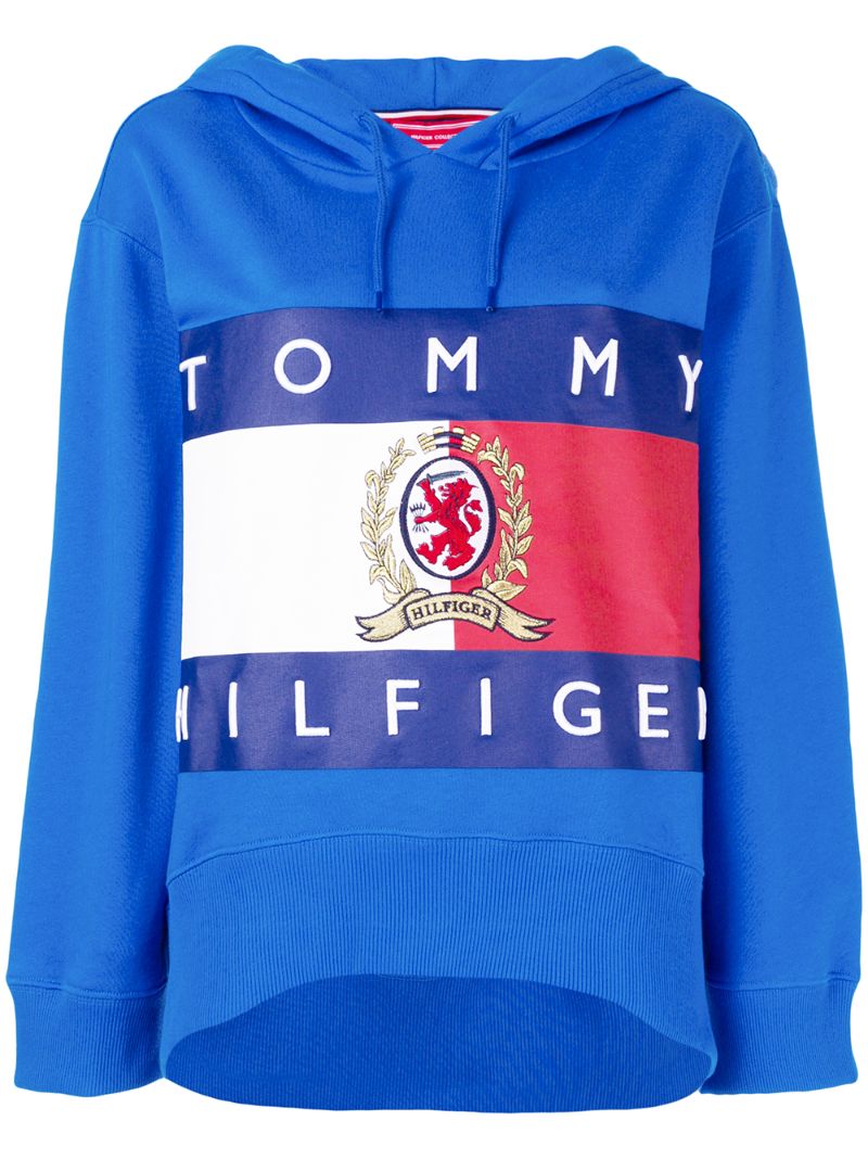 hilfiger collection printed oversized hoodie - blue