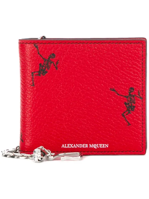 Alexander McQueen red Dancing skeleton wallet for men | 4972540I80N at Farfetch.com