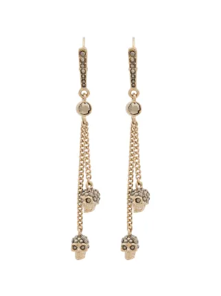 Alexander Mcqueen Metallic Chain Skull Earrings Farfetch Alexander Mcqueen Metallic Chain Skull Earrings