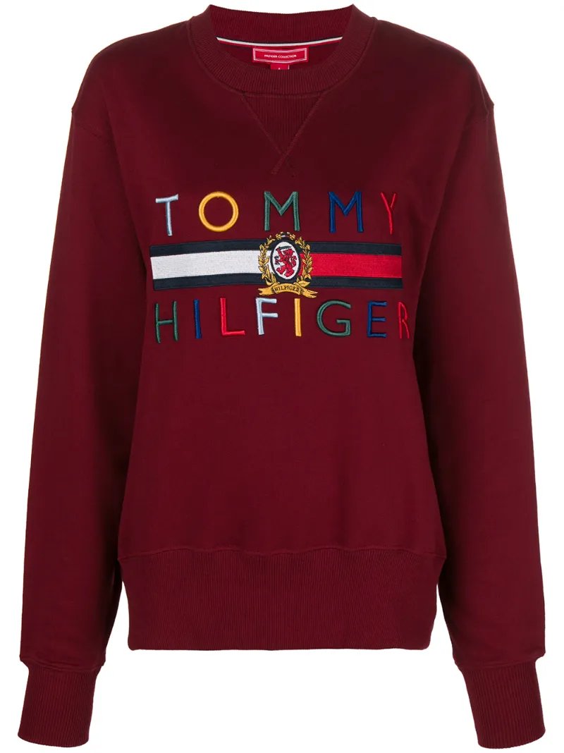 tommy hilfiger logo sweatshirt in red