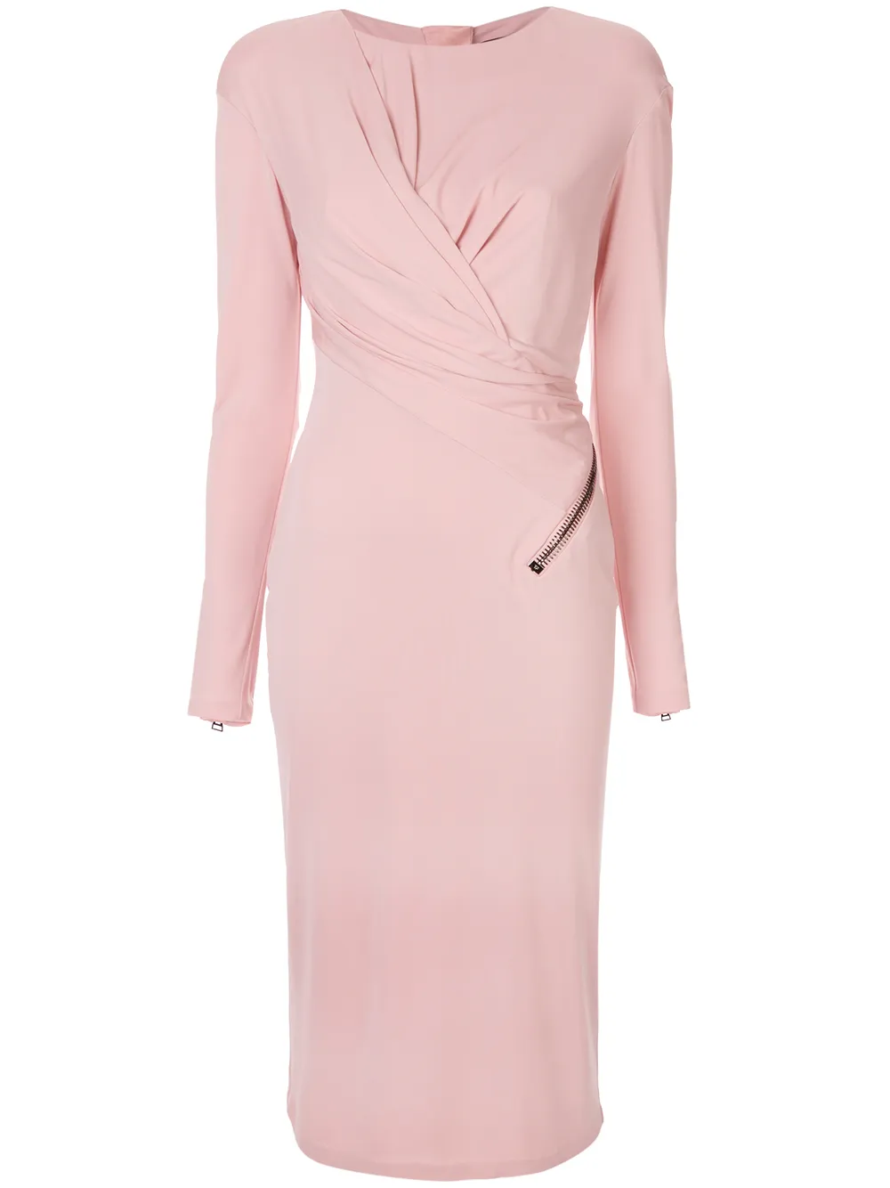 midi pink dress with sleeves