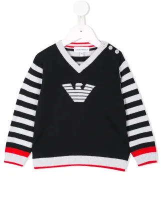 kids black v neck jumper