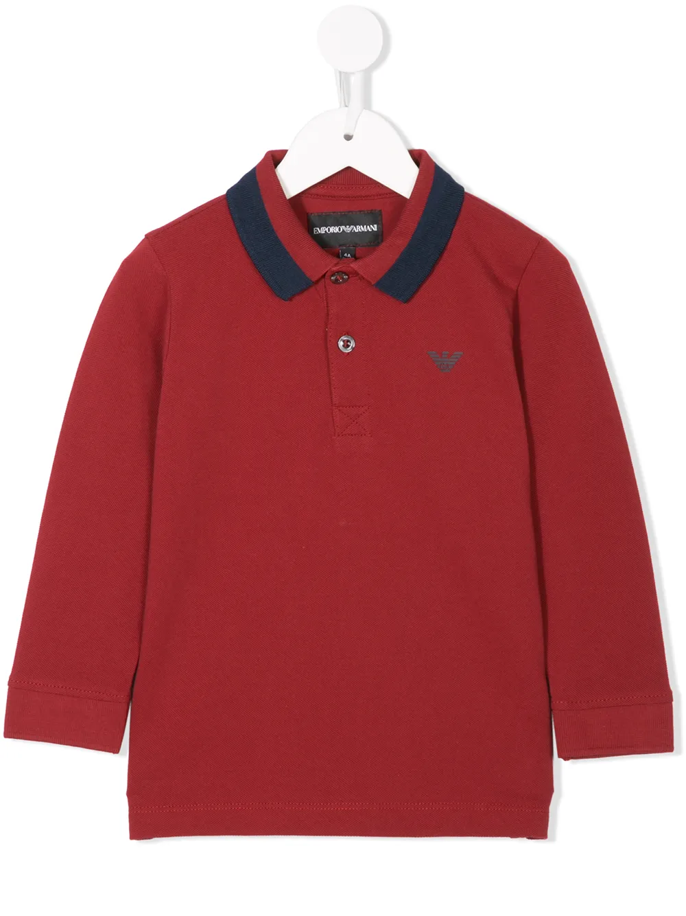 Click to view more detailed imagery on our partner's website Emporio Armani Kids' Contrasting Collar Polo Shirt In Red