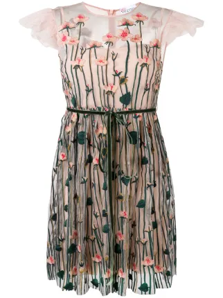 Red Valentino Embroidered Tulle Dress Farfetch Red Valentino Embroidered Tulle Dress
