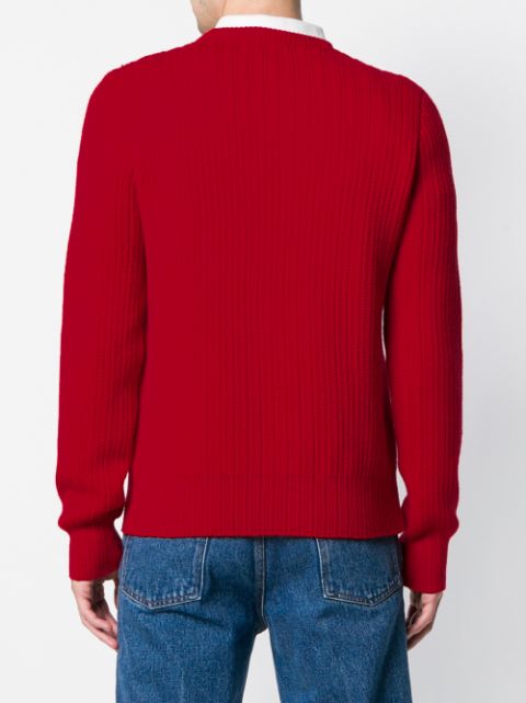 Shop red AMI Paris ribbed crew neck sweater with Express Delivery ...