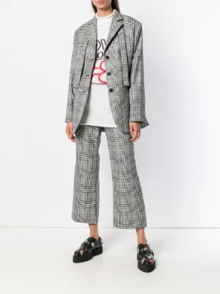 cropped checked flared trousers展示图