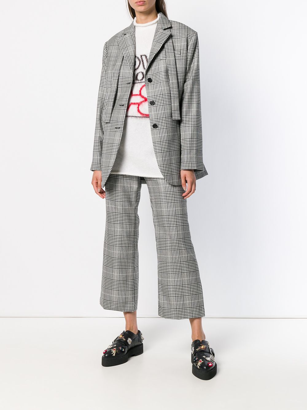 Shop Aalto cropped checked flared trousers with Express Delivery - FARFETCH