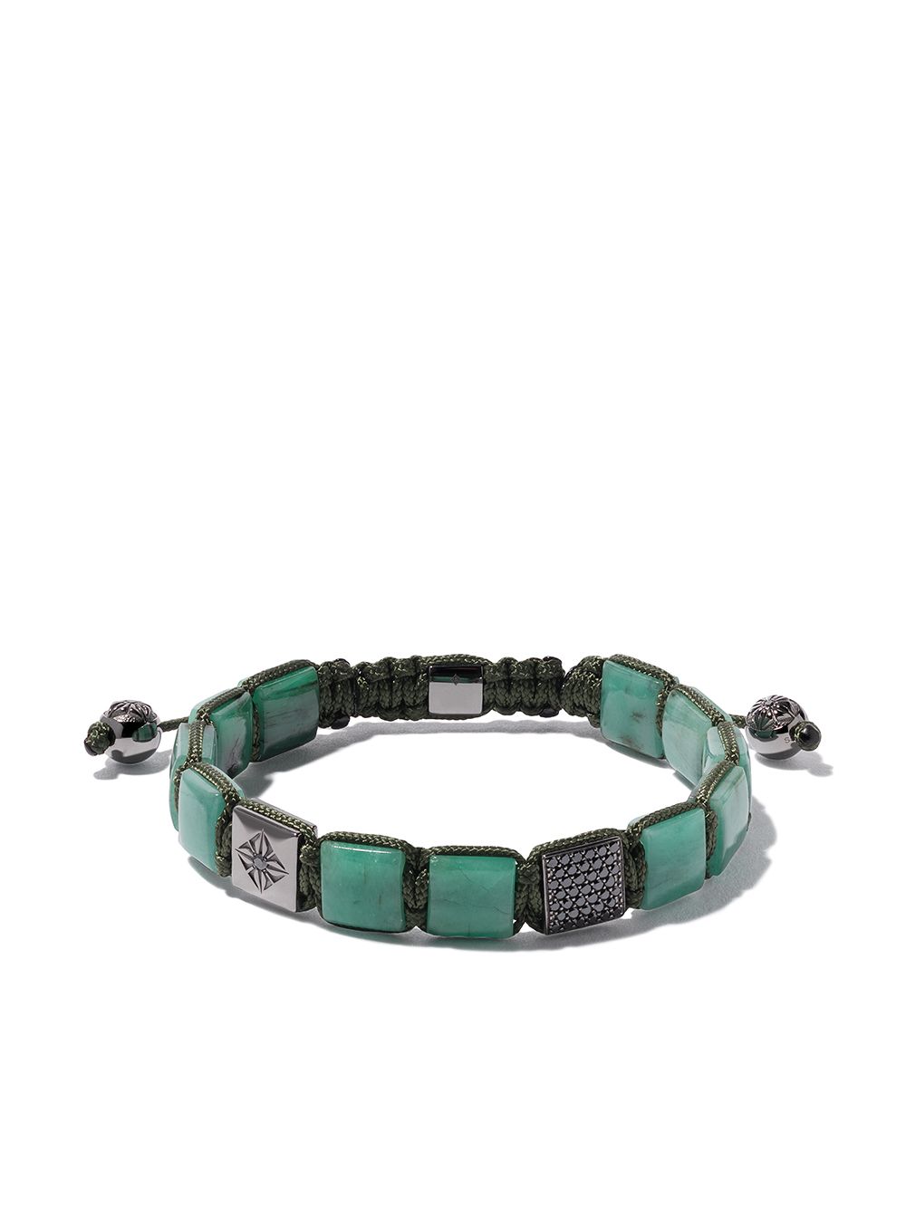 фото Shamballa jewels 18kt white gold, emerald & black diamond bracelet