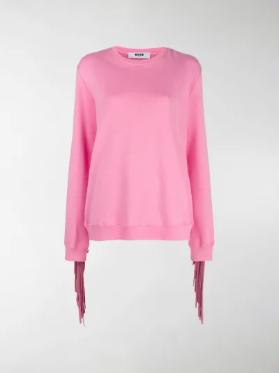 MSGM fringe logo sweatshirt pink | MODES