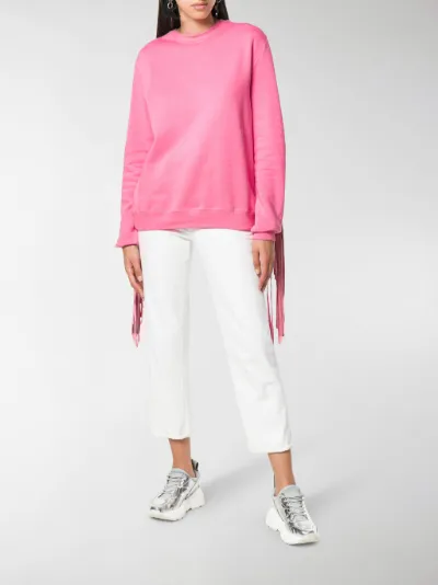 MSGM fringe logo sweatshirt pink | MODES