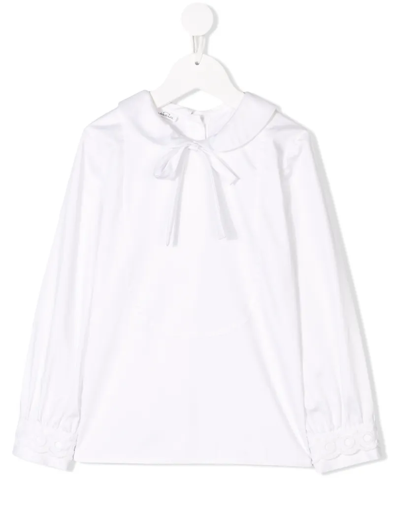 Oscar De La Renta Kids блузка с длинными рукавами и бантом спереди