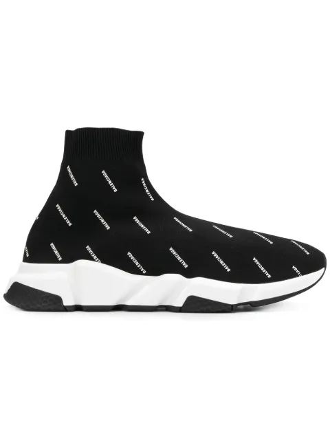 Click to view more detailed imagery on our partner's website Balenciaga Men's Speed Signature Mid-Top Trainer Sock Sneakers In Black