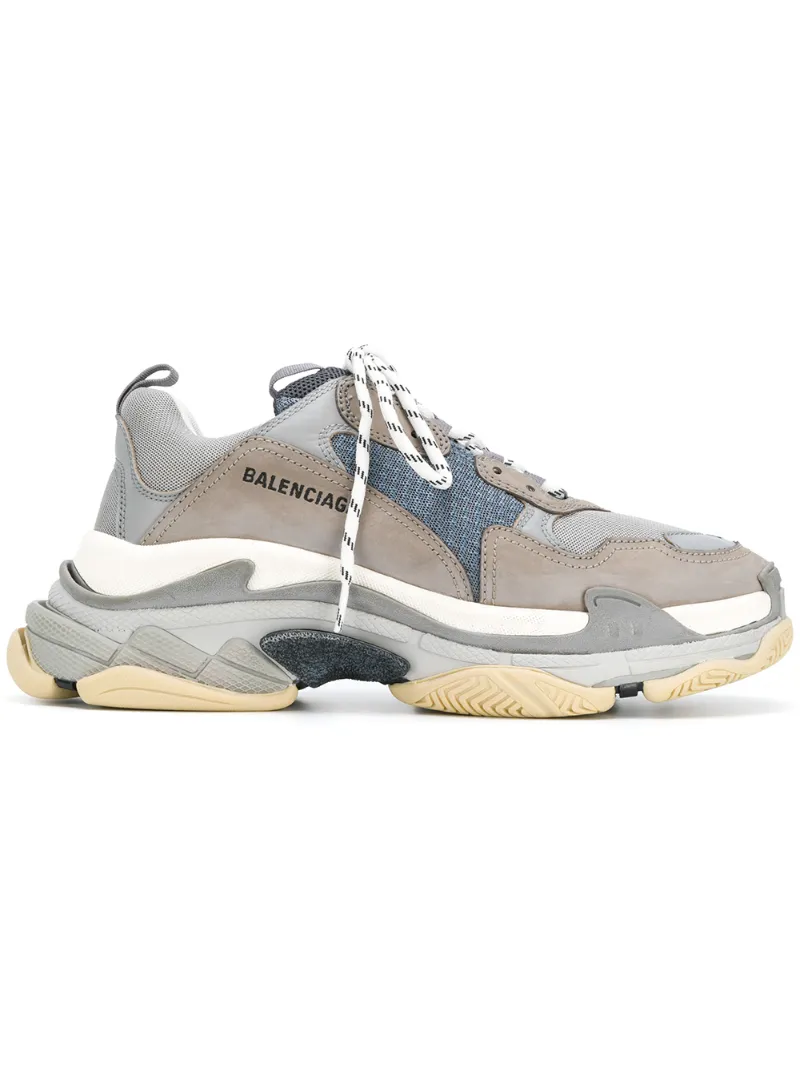 Click to view more detailed imagery on our partner's website Balenciaga Low-Top Sneakers Triple S Mesh Nubuck Logo Blue Grey Light Grey