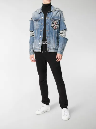 Balmain distressed denim jacket blue 