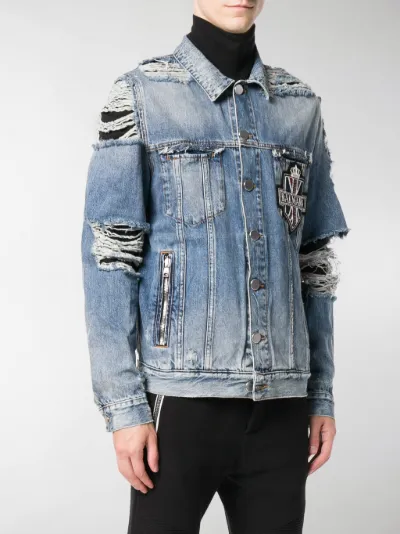 Balmain distressed denim jacket blue 