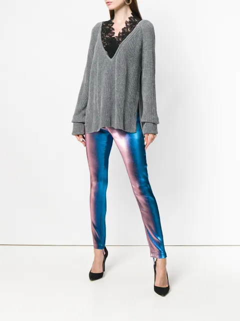 Roberto Cavalli Flat Front Stirrup Trousers In Blue