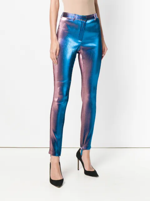 Roberto Cavalli Flat Front Stirrup Trousers In Blue