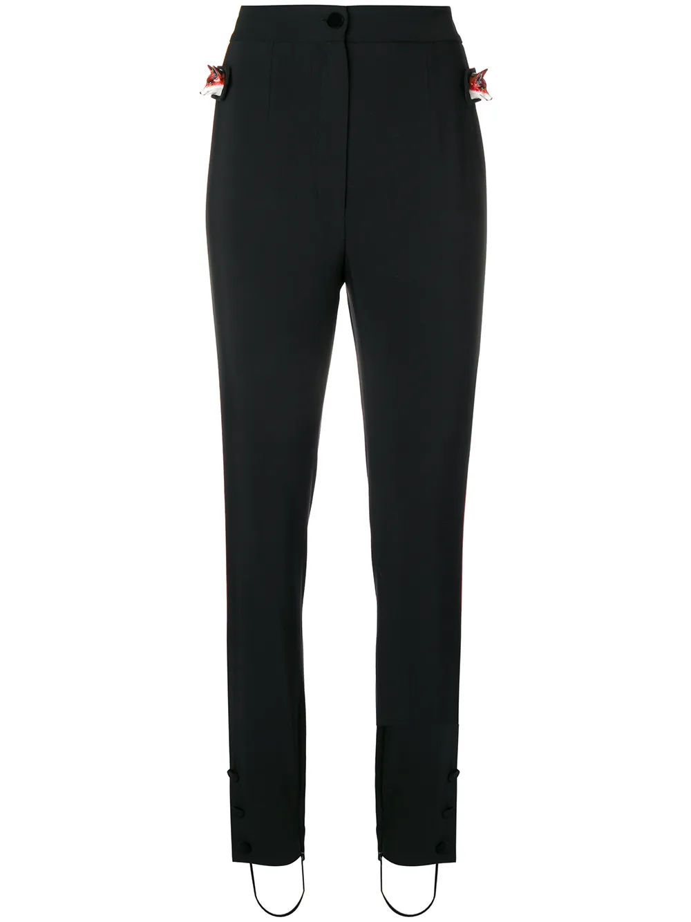 Dolce & Gabbana tuxedo stripe fox trim trousers | Black | Image 1
