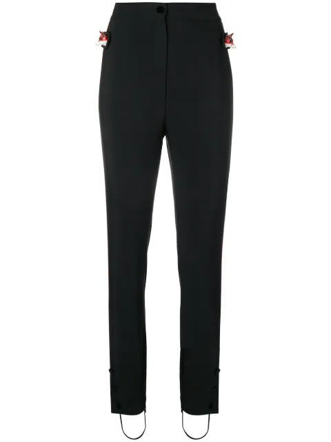 Dolce & Gabbana tuxedo stripe fox trim trousers