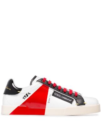 Dolce & Gabbana white, Black And Red Portofino Leather Sneakers - Farfetch