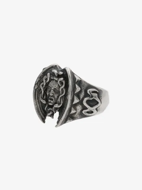 Yohji Yamamoto silver Medusa engraved ring