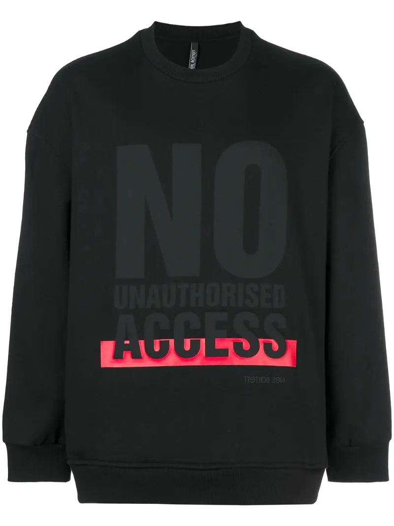 Neil Barrett – No Unauthorised Access sweatshirt – men – Spandex/Elastane/Cotton/Viscose – XL, XXL – Black