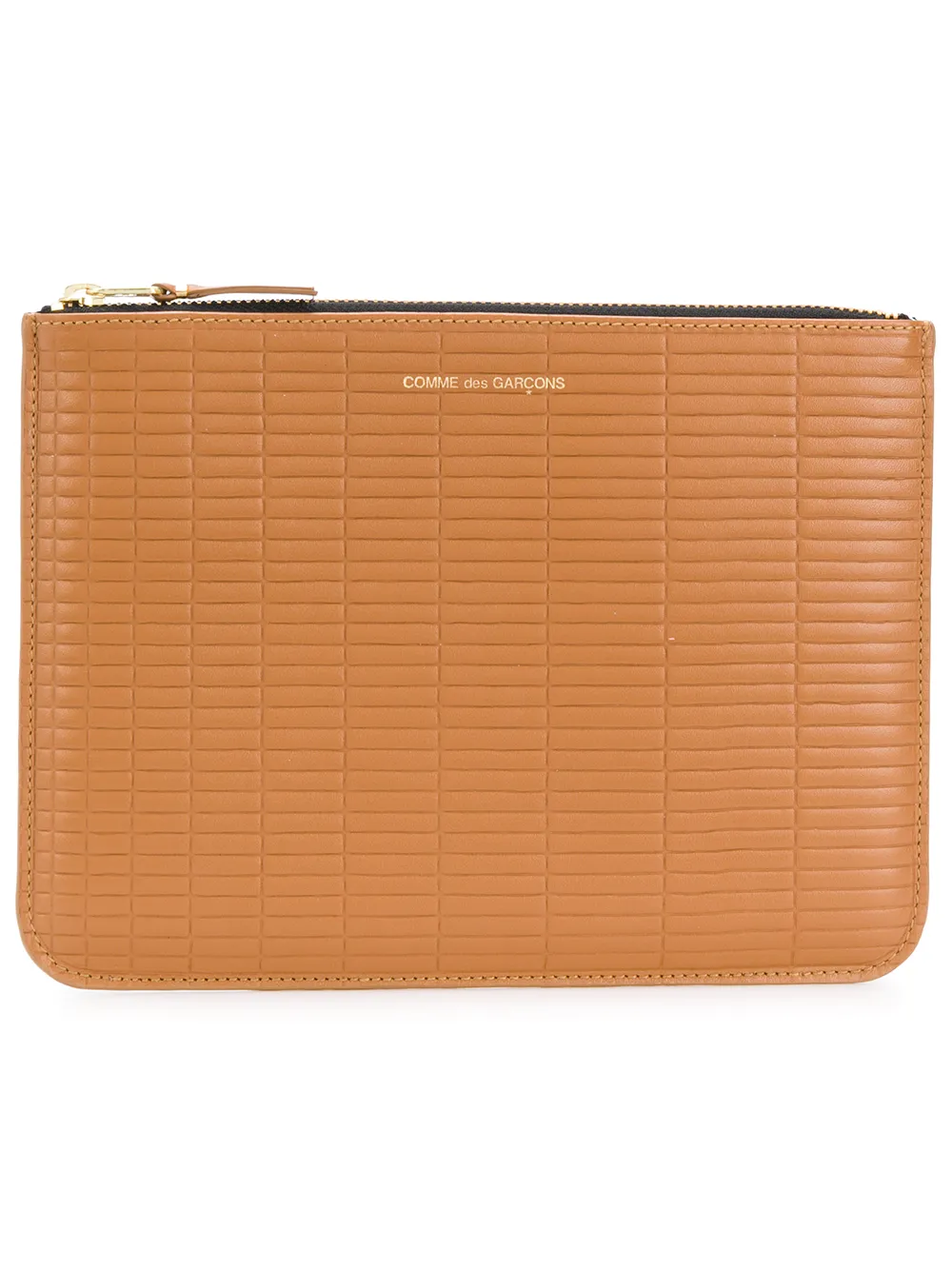 Comme Des Garçons Embossed Clutch Bag In Camel