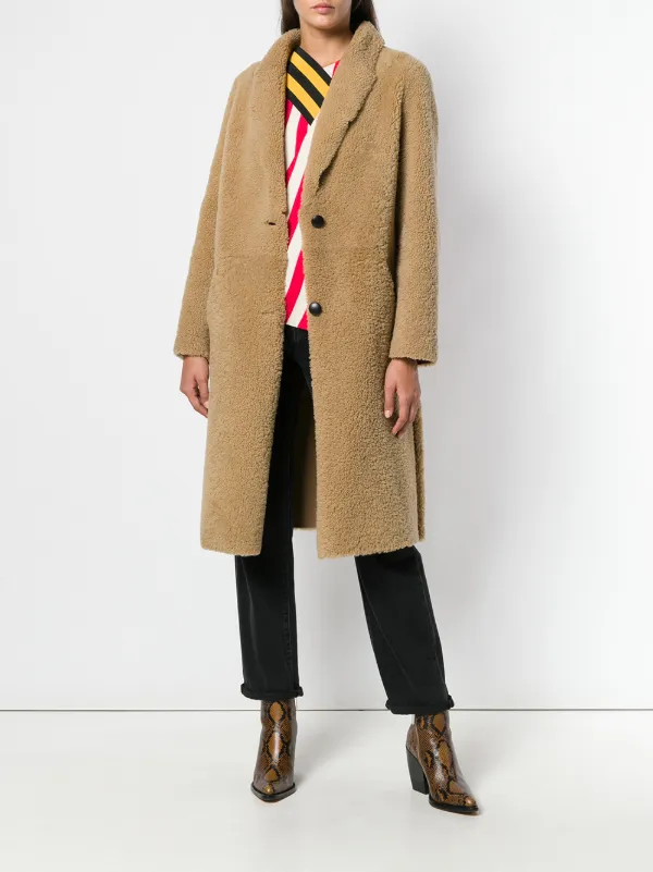 Single Breasted Shearling Coat 