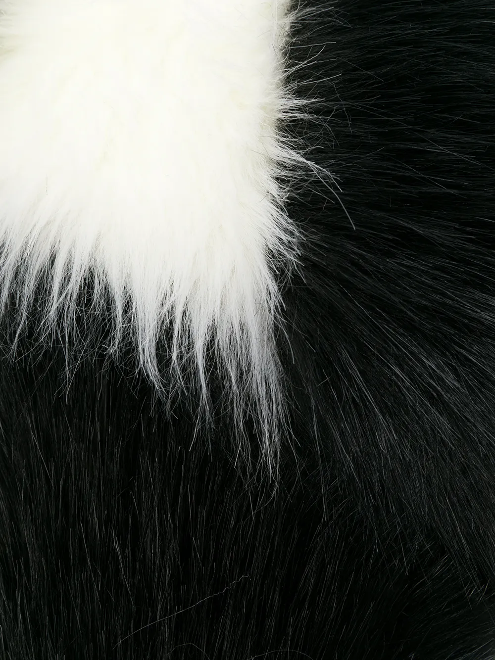  Off White Schal Mit Kunstpelzbesatz   Schwarz 