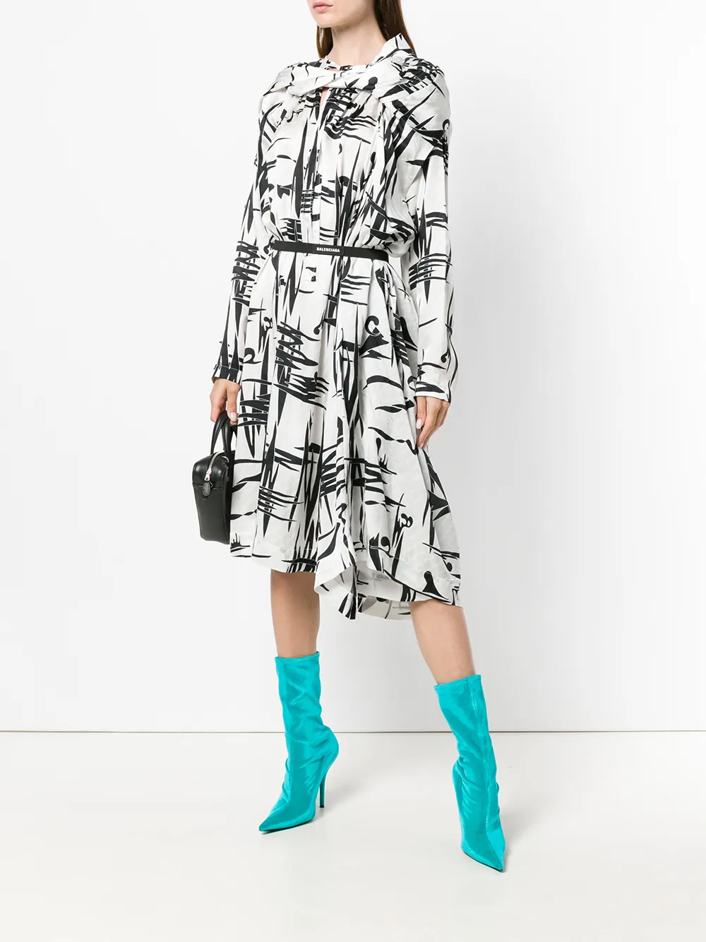 Balenciaga asymmetrische rok met grafische print - Wit
