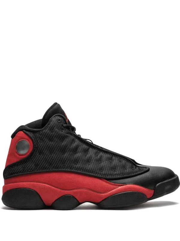 tenis jordan 13 negro con rojo