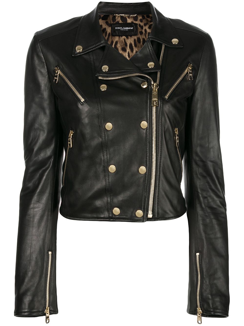 Dolce & Gabbana Zipper Trimmed Biker Jacket In Black