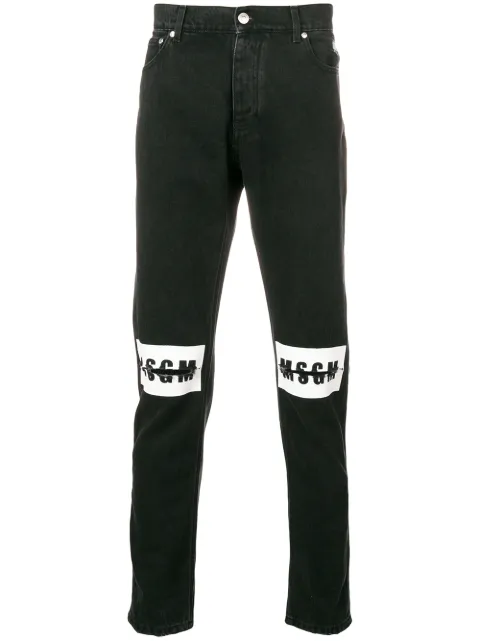 MSGM ripped logo jeans