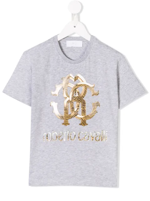 Roberto Cavalli Junior metallic logo print T-shirt