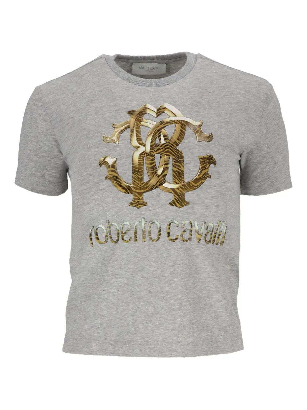 Roberto Cavalli Junior T-shirt met metallic logoprint Grijs