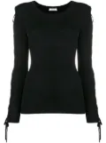 P.A.R.O.S.H. laced sleeves knitted top - Black