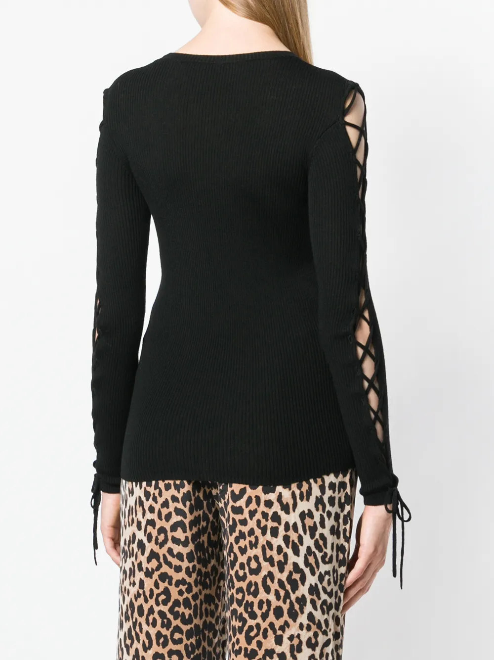 P.A.R.O.S.H. laced sleeves knitted top Zwart