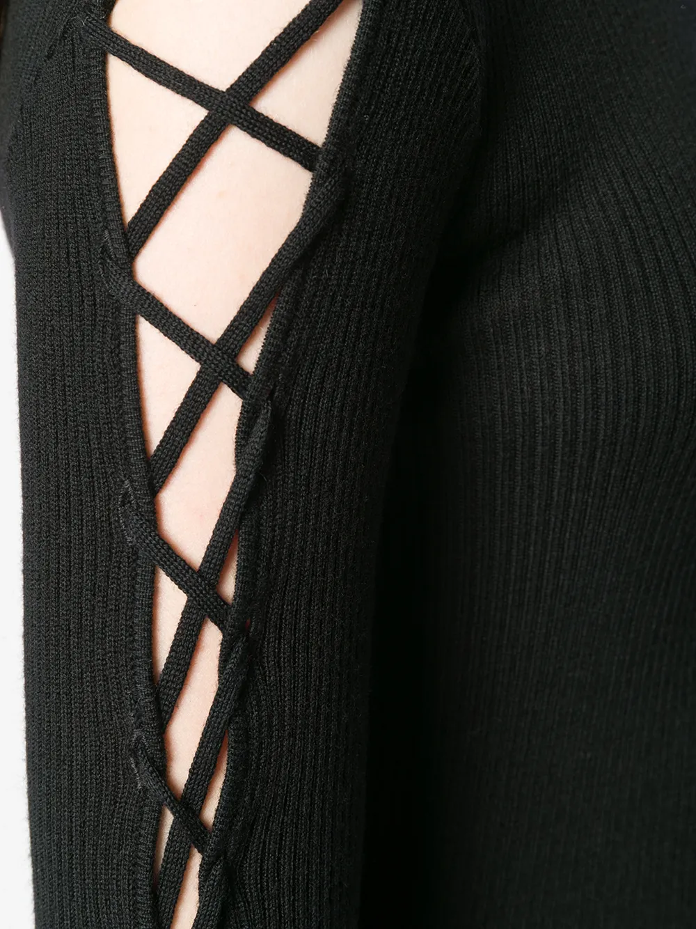 P.A.R.O.S.H. laced sleeves knitted top Zwart