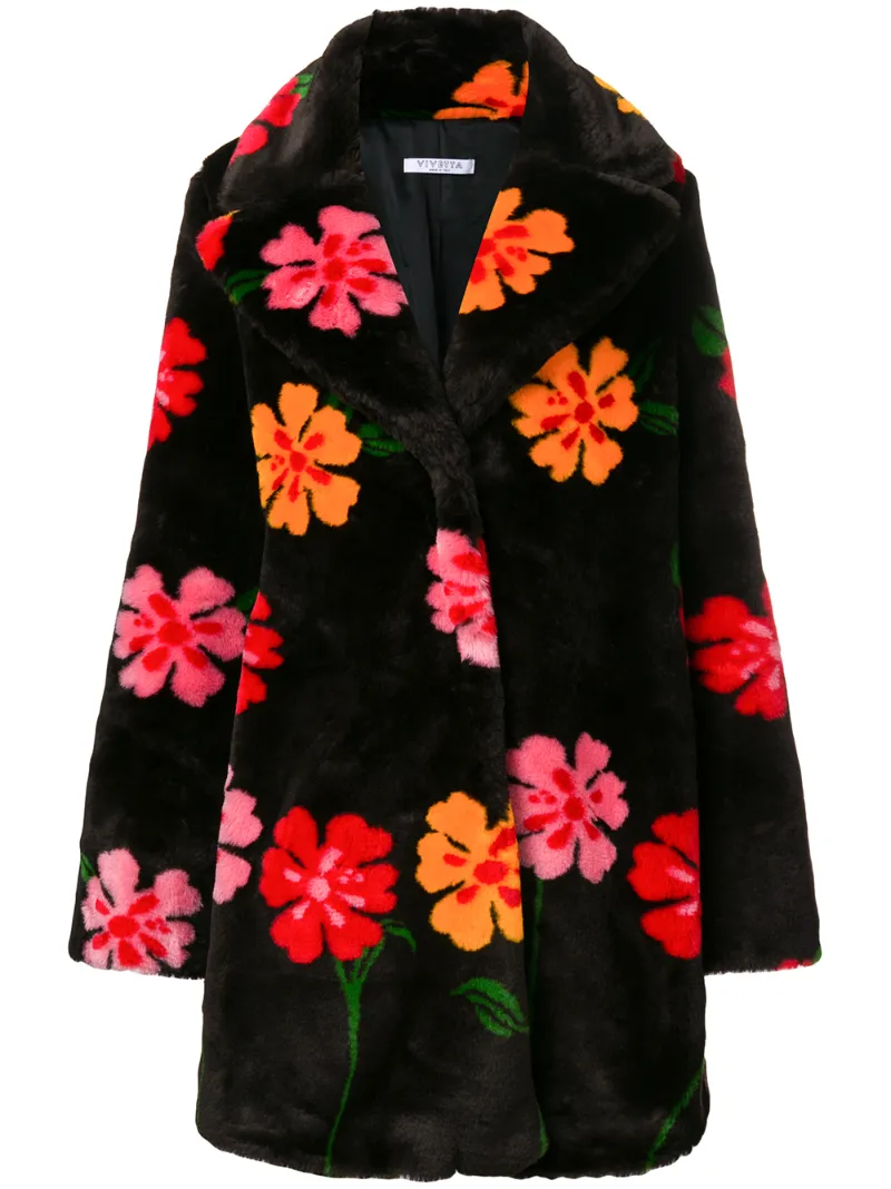 шуба из искусственного меха с цветами Vivetta