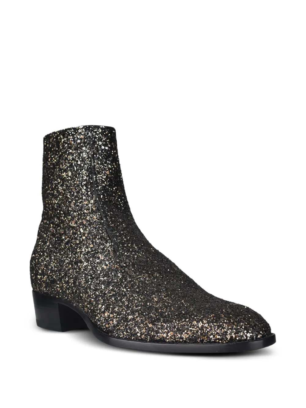 Saint Laurent Wyatt 40 glitter laarzen Zwart