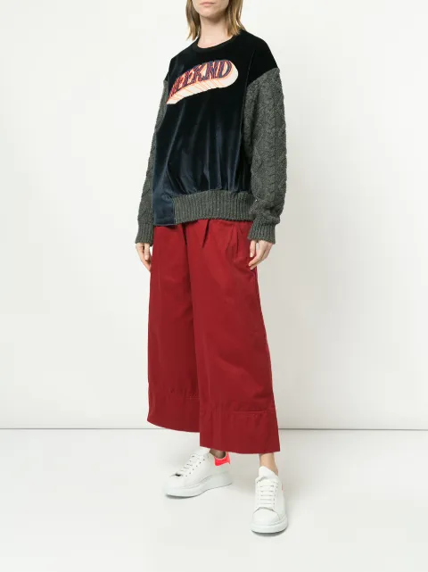 KOLOR KOLOR WIDE LEG CROPPED TROUSERS - RED