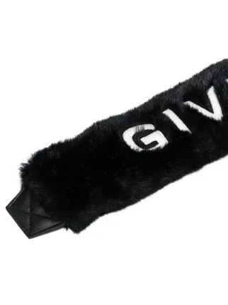 Givenchy Black Logo Embroidered Faux Fur Bag Strap Farfetch Givenchy Black Logo Embroidered Faux Fur Bag Strap