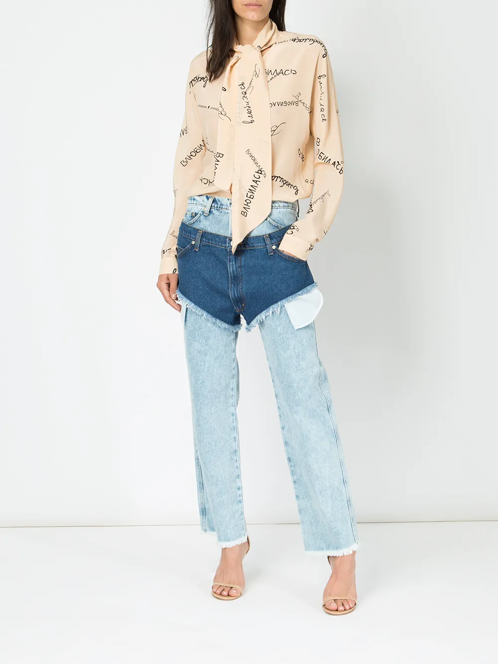 Natasha Zinko blouse met strik print - Beige